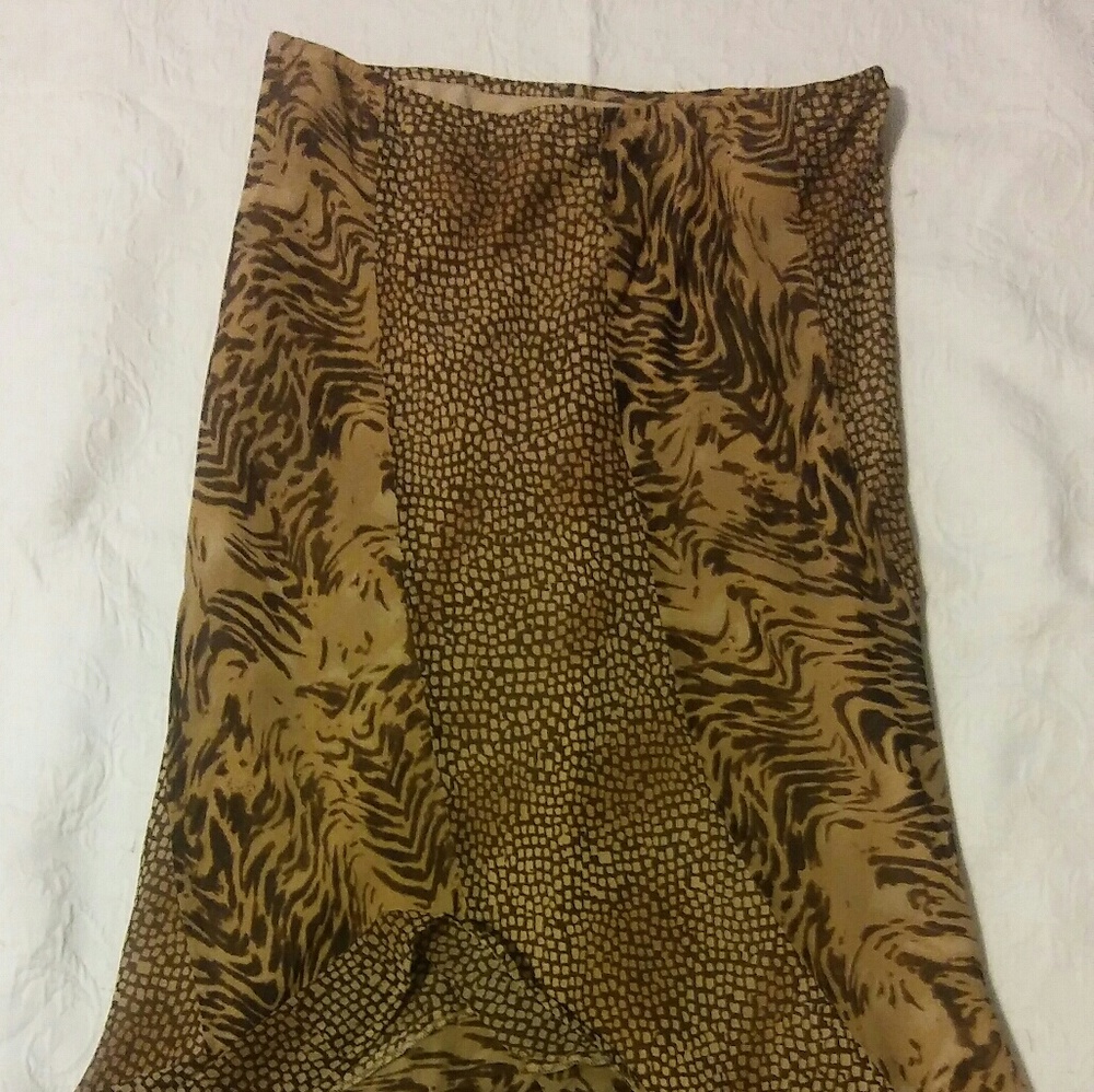 Brown Animal Print Trumpet Skirt